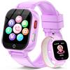 Berilona 4G Smartwatch Bambini, Orologio GPS Bambini con Videochiamate Impermeabile | Chat Vocale, Modalità Classe, Sveglia, Contapassi Fotocamera, Calcolatrice, Smart Watch per Ragazzi e Ragazze Regalo Violetto