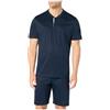 Generico Pigiama Uomo Corto in Cotone Mercerizzato 100% Perofil Art. 368 - Serafino con Bottoni, Set Estivo Maglia Manica Corta e Pantaloncino, Blu