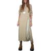 Generic Set da 2 pezzi da donna: abito in maglia e sottoveste in pizzo (autunno | Vestito da donna: maxi abito in maglia a collo alto con spacco laterale alto e sottoveste con finiture in raso e pizzo