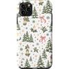 Cute Christmas & Cozy Winter Xmas Patter Custodia per iPhone 11 Pro Max Verde salvia rosa crema luna slitta notte pino Natale Natale