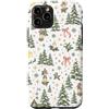 Cute Christmas & Cozy Winter Xmas Patter Custodia per iPhone 11 Pro Verde salvia rosa crema luna slitta notte pino Natale Natale