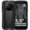 DOOGEE Fire 3 Rugged Smartphone, 8350mAh, Octa Core Android 15 Phone, 5.5 IPS HD+ Rugged Phone, 12GB+64GB/2TB Mobile Phone, 13MP+8MP, Widevine L1, 3.5mm headphone jack, Face ID/OTG/NFC