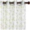 Deconovo - Design della Collezione Farmhouse - Happy, Tende per Finestre con Anelli Trasparenti in Voile, 140X290 CM, Bianco + Verde