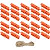 PATIKIL 1.4 Mollette per Bucato, 50Pz Mollette in Legno Colorate con 32Ft con Spago di Iuta Clip per Foto Presa Forte per Appendere Foto, Vestiti, Artigianato Decorativo, Arancione