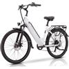 buoeya Bici elettrica per Adulti da 26 Pollici,Bicicletta Elettrica da 36V 20Ah Batteria Rimovibile, 7 Velocità,Portapacchi 25km/h & Autonomia di 80-100km E-bike Per Pendolari Urbani,Bianco