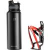 ROCKBROS Borraccia nera in acciaio inox da 650 ml con portabottiglie | A prova di perdite e isolamento: ideale per ciclismo, attività all'aperto, escursioni e sport