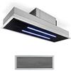Klarstein High Line Cappa da Soffitto a Incasso 90 cm, 410 m³/h, Ricircolo e Aspirazione, 3 Velocità, LED, Telecomando e Filtro ai Carboni Attivi, Cappa Aspirante, Acciaio Inox/Vetro Nero