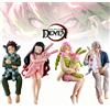 Bandai Action Figure Anime Demon Slayer: Kimetsu no Yaiba - Kamado Nezuko, Uzui Tengen, Kamado Tanjirou, Kanroji Mitsuri in Posizione Seduta - Statuetta in PVC da Collezione - Disponibile