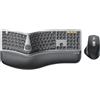 Merkloos Tastiera ergonomica e mouse senza fili - Grigio - Formato full-size - Poggiapolsi imbottito - Fino a 3 dispositivi