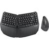 Merkloos Set ergonomico tastiera e mouse wireless - Compatto - Bluetooth e 2,4 GHz - Mouse verticale - Layout QWERTZ - Nero
