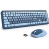 Merkloos Tastiera wireless - Tastiera con mouse - 104 tasti - Tasti rotondi - Blu