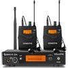 Merkloos Sistema di monitoraggio in-ear - Wireless UHF - Mono - 2 ricevitori con auricolari - 100 canali