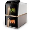 Philips airfryer serie 4000 doppio cestello verticale, 10 l, 2750 w, 13 modalita', rivestimento ceramica, touch, bianco