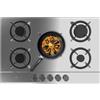 Cecotec Piano cottura a gas Bolero Squad GN 5200S Inox, 3 W | Wok Triple Crown, Griglie Individuali in Ghisa, Accensione Elettronica, Valvole di Sicurezza, Accessorio a Gas