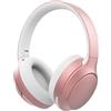 YOYOTUNE Cuffie wireless over ear, con cancellazione attiva del rumore, con microfono, 40 ore di riproduzione, pieghevoli, leggere con bassi profondi, suono stereo HiFi, per viaggi/ufficio/lavoro/PC (rosa)