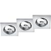 Trio Kit 3 faretti da incasso Jura quadrati orientabili cromati 8x8 cm