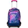 Seven Trolley Scuola Jack Detach 3 Ruote, Rosa, Mapset Girl, 3 in 1, Zaino Con Carrello Sganciabile, Tasca Amovibile Uso Zainetto e Crossover System, Zaino Scuola Viaggio, Bambina Ragazza