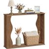 HOOBRO Consolle Ingresso, Tavolo Console Stretto, Tavolino da Divano | Tavolo da Consolle Rustico con Design Ondulato, 100 x 24 x 80 cm, per Soggiorno Camera Studio, Marrone Noce