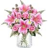 MEIVINES Fiori Finti di Gigli e Rose per Decorazioni Fiori Artificiali Rosa | 2 Bouquet di Fiori Gigli e Rose Finte di Seta Fiori Artificiali Realistici di Seta per Casa Festa Cimitero
