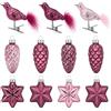 com-four® 11x Addobbi Albero di Natale in Vetro, Stelle, Pigne & Uccelli | Decorazioni Natalizie da Appendere, Set di 11 Ornamenti in Vetro per Albero di Natale e Addobbi Festivi
