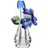 COHEALI Statuetta Rosa in Cristallo Blu con Vaso e Base Decorativa Elegante | Finitura Lucida Multifaccettata, Riflessi Luminosi, Idea Regalo Romantica, per Tavoli, Scaffali e Vetrine