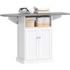 HOMCOM Mobile Asse da Stiro Pieghevole Salvaspazio 131x37x88.5 cm, Bianco | Mobile da Stiro Multiuso con Armadietto a 2 Ante, Ripiano Regolabile, Ruote a Freno, Ripiano Aperto, per Lavanderia Bagno