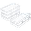 Thintinick Confezione da 4 contenitori rettangolari in plastica trasparente con coperchio incernierato per perline e altri piccoli oggetti artigianali (15,5 x 8,4 x 3 cm)