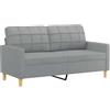 vidaXL Divano a 2 Posti Grigio Chiaro 140 cm in Tessuto