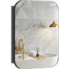 HOMCOM Specchio Bagno Contenitore con 2 Ante, Ripiani Regolabili, Nero | Soft Close, Mobile Bagno con Specchio, Mobilettto da Parete Salvaspazio in Vetro