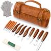GENERIC Set Di Strumenti Per Intaglio Del Legno, Completo Di Custodia Arrotolabile In Similpelle, Guanti Antitaglio E Pietra Per Affilare: Un Set Di Coltelli Da Intaglio Adatto Sia Ai Principianti Che