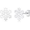 Cangall Orecchini a perno in argento Sterling 925, con fiocco di neve, con zirconi 5A, ipoallergenici, per dormire, cartilagine, Natale, regalo per donna