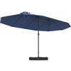 KOMFOTTEU Ombrellone da Giardino Doppio 264x451cm, Ombrellone Rettangolare Anti UV con Manovella e Base, Parasole da Esterno Pieghevole per Balcone, Patio, Piscina, Terrazza, Bar, Cortile