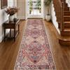 WUTONG Rosso Tappeto Corridoio Lungo Orientale Vintage Medaglione 80x300 cm | Pelo Corto Lavabile in Lavatrice e Antiscivolo, Grande Passatoia per Corridoio, Ingresso e Soggiorno