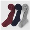 LA REDOUTE COLLECTIONS Confezione da 3 collant a coste tinta unita - Grigio + bordeaux + marine