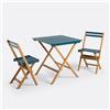 LA REDOUTE INTERIEURS Set da giardino pieghevole, in acacia, 2 posti, tavolo quadrato e 2 sedie, DUDENA - Blu Di Prussia