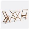LA REDOUTE INTERIEURS Set da giardino pieghevole, in acacia, 2 posti, tavolo quadrato e 2 sedie, DUDENA - pietra