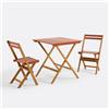 LA REDOUTE INTERIEURS Set da giardino pieghevole, in acacia, 2 posti, tavolo quadrato e 2 sedie, DUDENA - terracotta