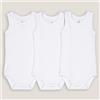 LA REDOUTE COLLECTIONS Set di 3 body senza maniche, in cotone biologico, a tinta unita - Bianco + bianco + bianco