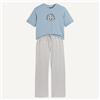 LA REDOUTE COLLECTIONS Pigiama in cotone, stampa con panda - Blu/Grigio