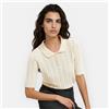 LA REDOUTE COLLECTIONS Pull collo a polo in cotone, maglia fine traforata - Avorio