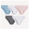 LA REDOUTE COLLECTIONS Set di 5 slip in cotone a tinta unita - Grigio + Blu + Rosa