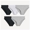 LA REDOUTE COLLECTIONS Set di 5 slip in cotone a tinta unita - Nero + Grigio + Bianco