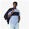 LACOSTE T-shirt classic fit, in cotone, color-block - Azzurro