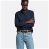 LA REDOUTE COLLECTIONS Camicia con colletto a volant e maniche lunghe in cotone seersucker - Blu marino