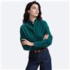 LA REDOUTE COLLECTIONS Camicia con colletto a volant e maniche lunghe in cotone seersucker - Verde Scuro