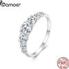 bamoer Anello Bamoer con moissanite a mezza eternità, montatura a cuore, colore D, purezza VVS1, diamante sintetico di qualità EX, argento sterling 925, gioiello da donna per fidanzamento