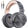 OneOdio Cuffie over ear con cavo, driver da 50 mm, suono basso, jack da 6,35 e 3,5 mm, porta di condivisione, cuffie chiuse per DJ per studio, podcast, monitor, telefono cellulare