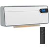 HOMCOM Termoventilatore da Parete 2000W, Ceramica, 3 Modalità, Termostato | Stufa Elettrica, APP WiFi Telecomando, Oscillazione, Timer, Rilevazione Finestra Aperta, Basso Consumo, Display LED, Bianco