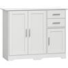 HOMCOM Credenza Cucina, Mobile Cucina con 2 Cassetti e 2 Armadietti, 3 Ante, per Soggiorno, 100x40x78 cm, Bianco | Aosom Italy
