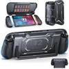FASTSNAIL Switch 2 Protective Case with Cover and Grip for Joycon 2(Black) | Impugnatura ergonomica antiscivolo per Joycon 2, cover anteriore in PC antigraffio con 12 slot per schede di gioco per SW 2